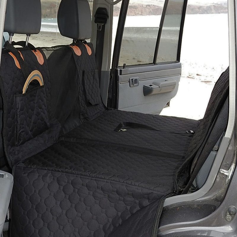 Hard Bottom Backseat Dog Cover + FREE Dog Seatbelt