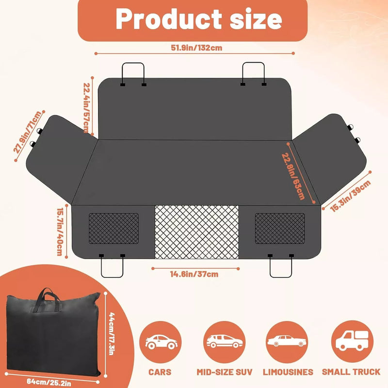 Hard Bottom Backseat Dog Cover + FREE Dog Seatbelt